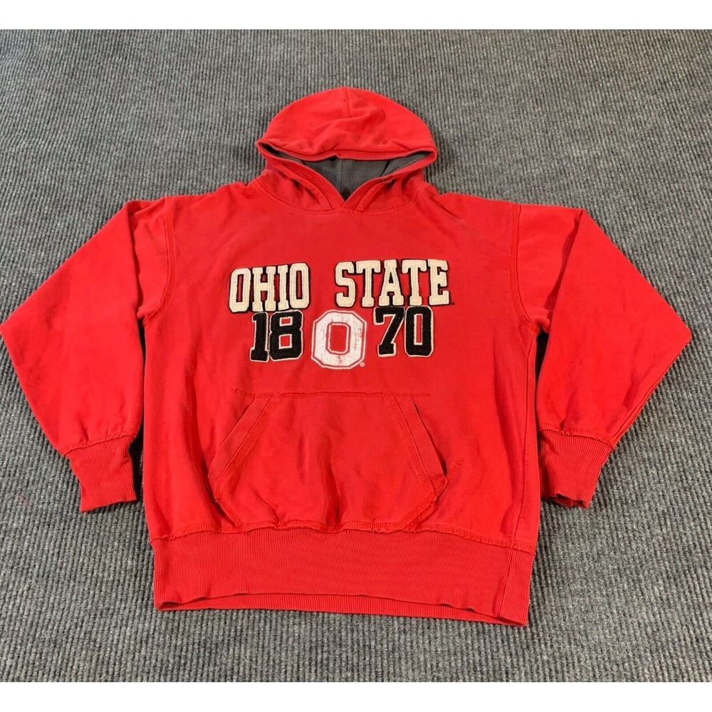 VTG Ohio State Buckeyes Hoodie‎ Mens L Red Sweatshirt Embroidered Y2K Football